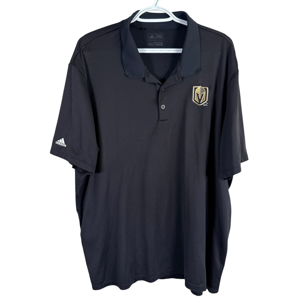 Adidas Vegas Golden Knights NHL Golf Polo Shirt Men 2XL Black Embroidered read